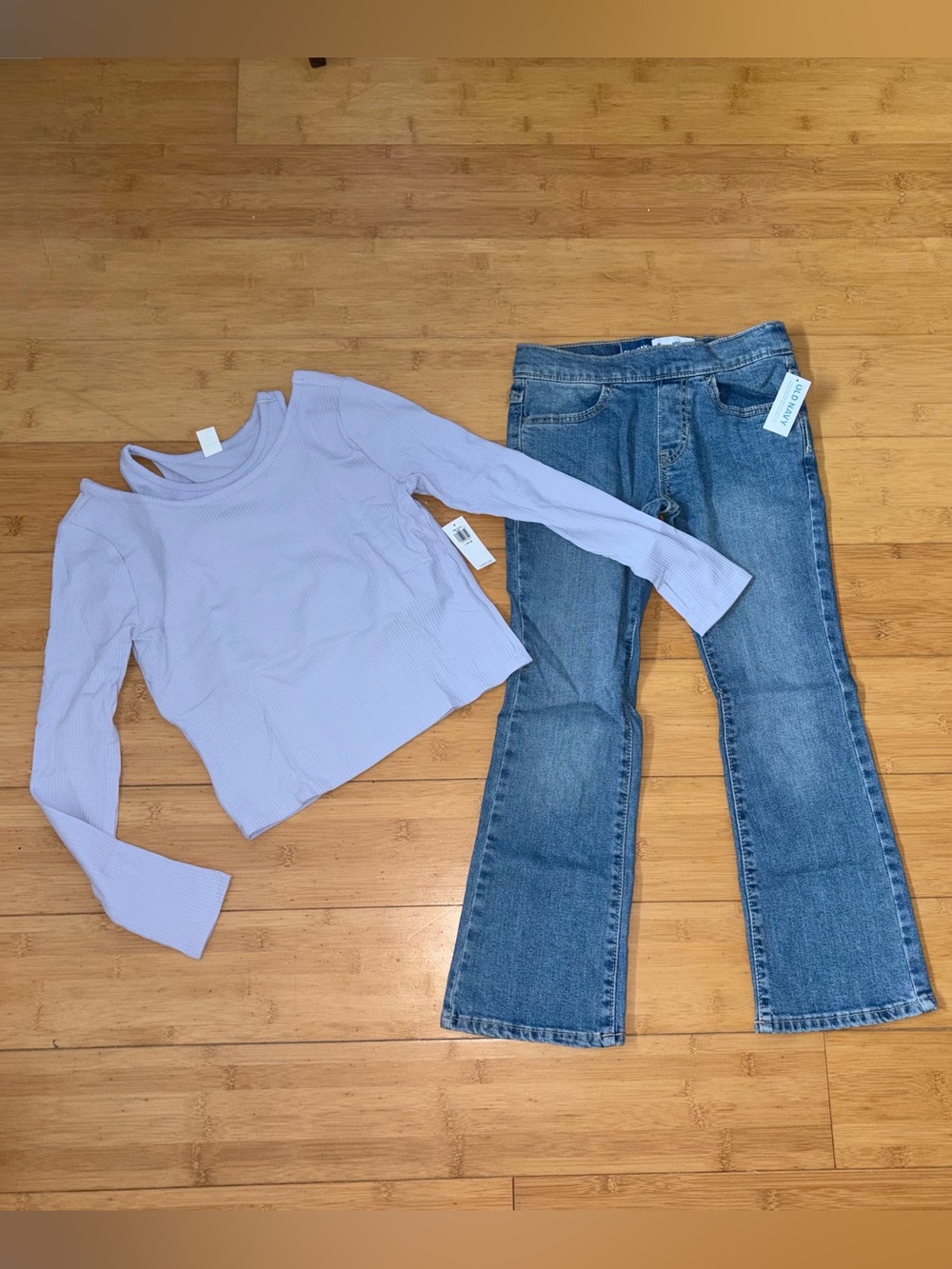 NWT Girl’s Size L 10-12 Outfit - Layered Look Long Sleeve Top & Jeans Pants Set